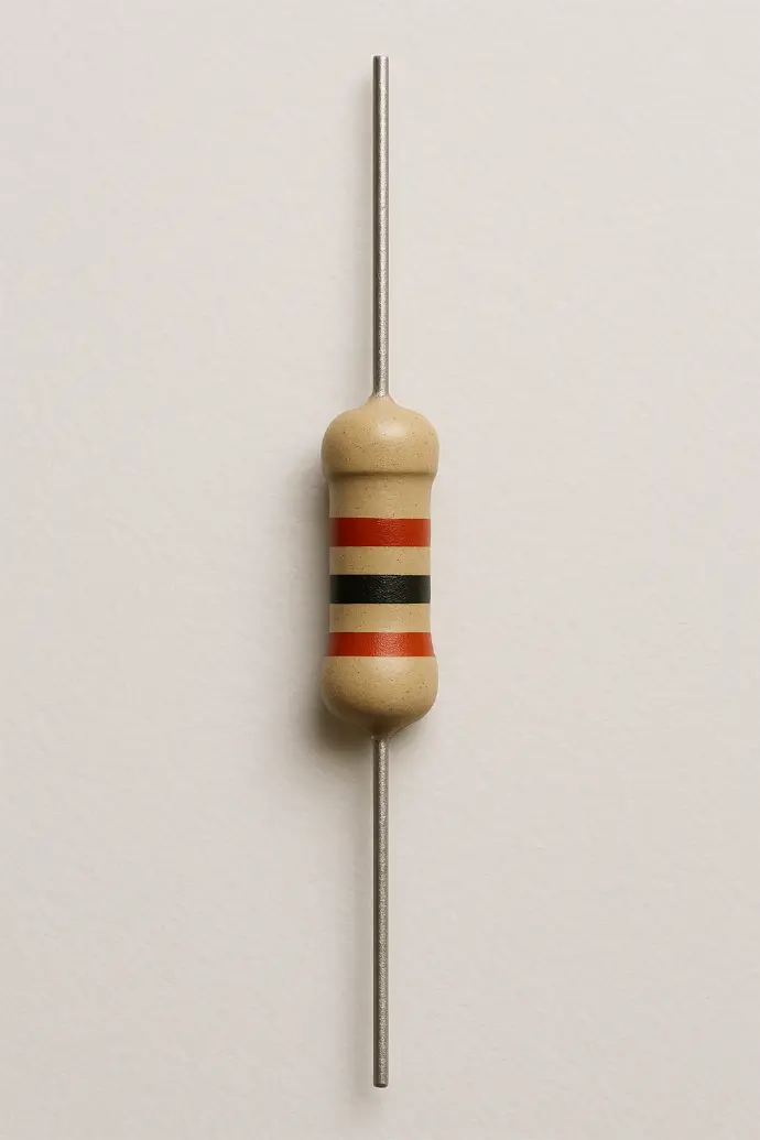 Single axial resistor with color bands for value identification